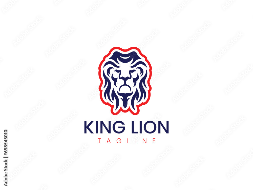 Lion head logo design vector template 