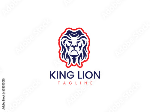 Lion head logo design vector template 