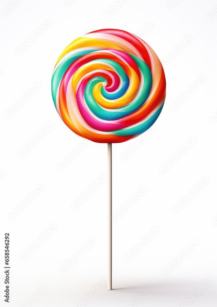 Sweet tasty colorful lollipop on a white background. Generative AI. Sweet tasty colorful lollipop on a white background. Generative AI.