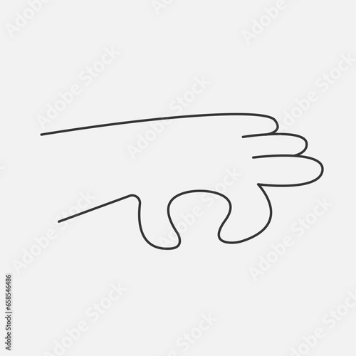 Hand Finger picks,  showing or holding something line illustration.   Hand gesture sketch. Cartoon style. Vector