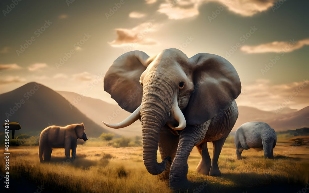 3D render nature animal realistic poster bright colors ai generative 