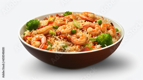 Delicious Shrimp Fried Rice Isolated on a white background