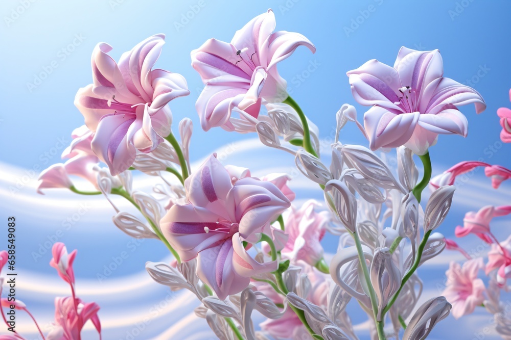 Fototapeta premium pink flowers in the wind