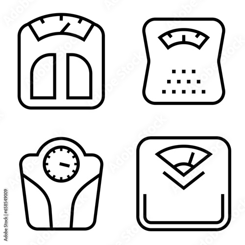 Set of bathroom scales icons isolated on white background 