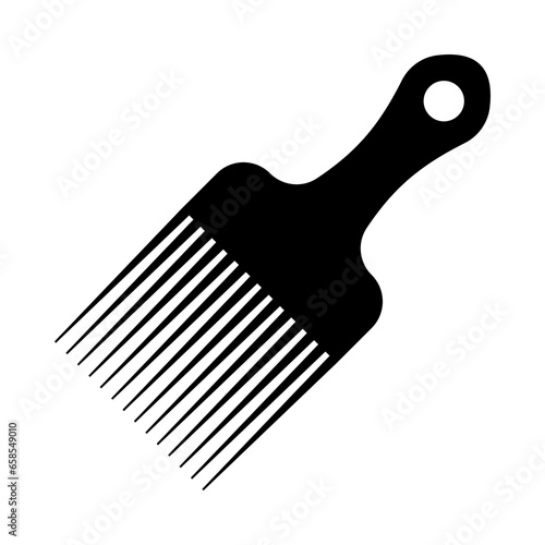 Afro pick comb silhouette isolated on white background