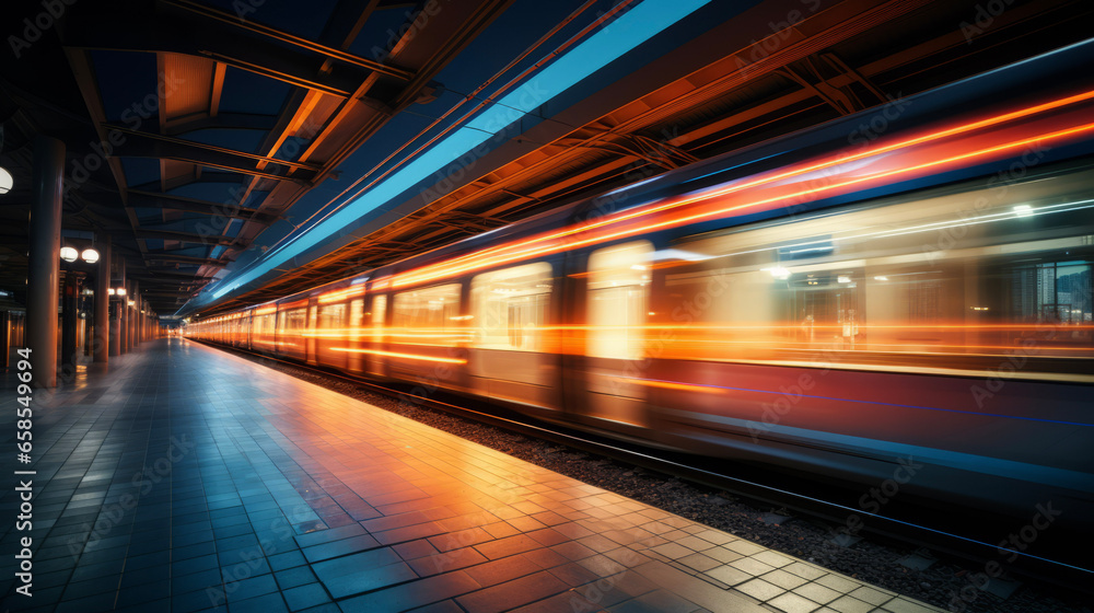 station at night