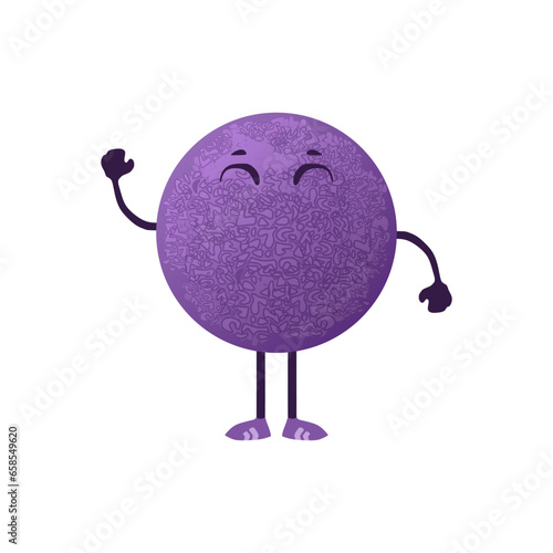 Lacrosse ball cute character vector illustration in flat cartoon style. Purple massage ball mascot. Top choice editable graphic resources for many purposes.