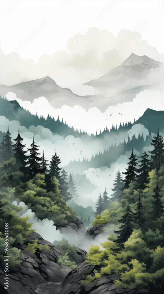 Fototapeta premium landscape with fog
