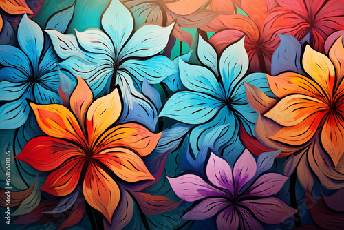 Abstract stylized flowers as wallpaper background panorama