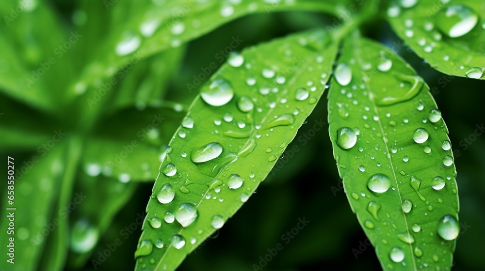water drips on leaves, natural green background. water drips on leaves, natural green background.