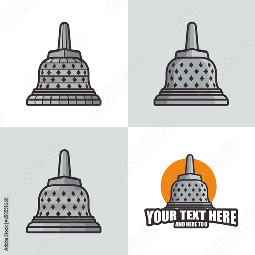 Stupa of Borobudur Stone Temple Indonesian Heritage Logo Design