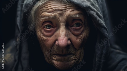 An old woman suffering from depression.generative ai 