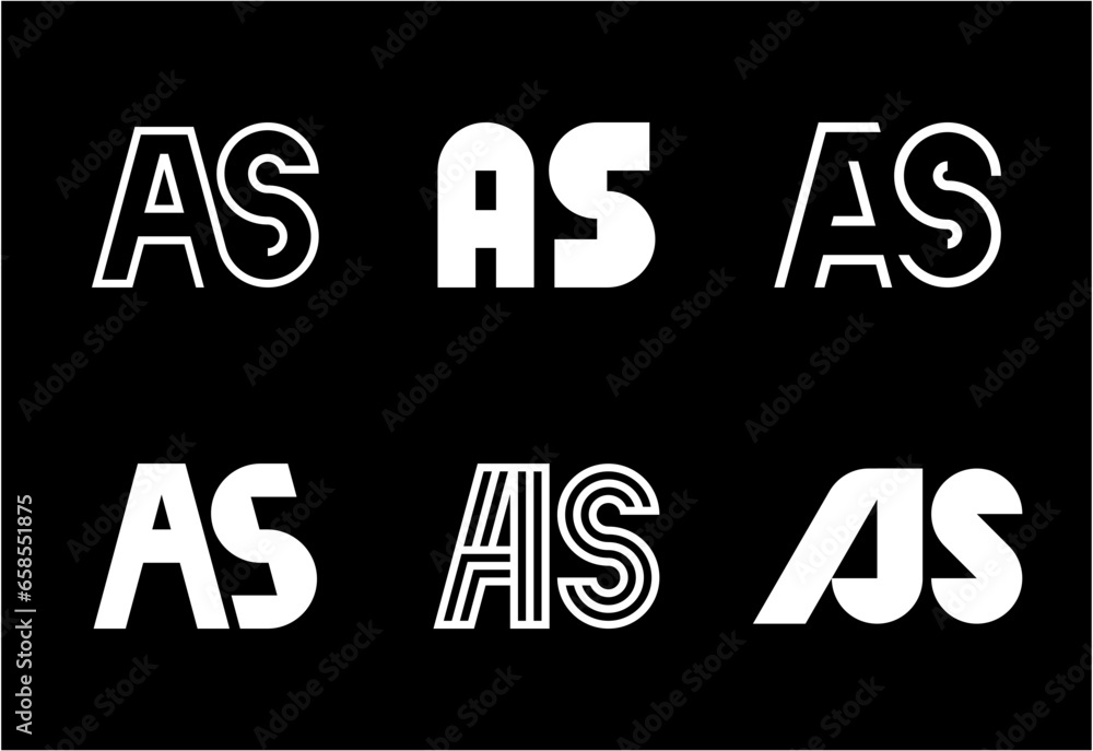 Set of letter AS logos. Abstract logos collection with letters. Geometrical abstract logos Set of letter AS logos. Abstract logos collection with letters. Geometrical abstract logos