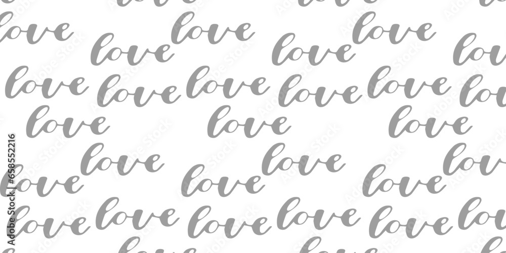 Obraz premium drawing of love typography lettering script font typographic lineart design. Minimalism concept of romantic card, banner, and poster sign and symbol, love pattern