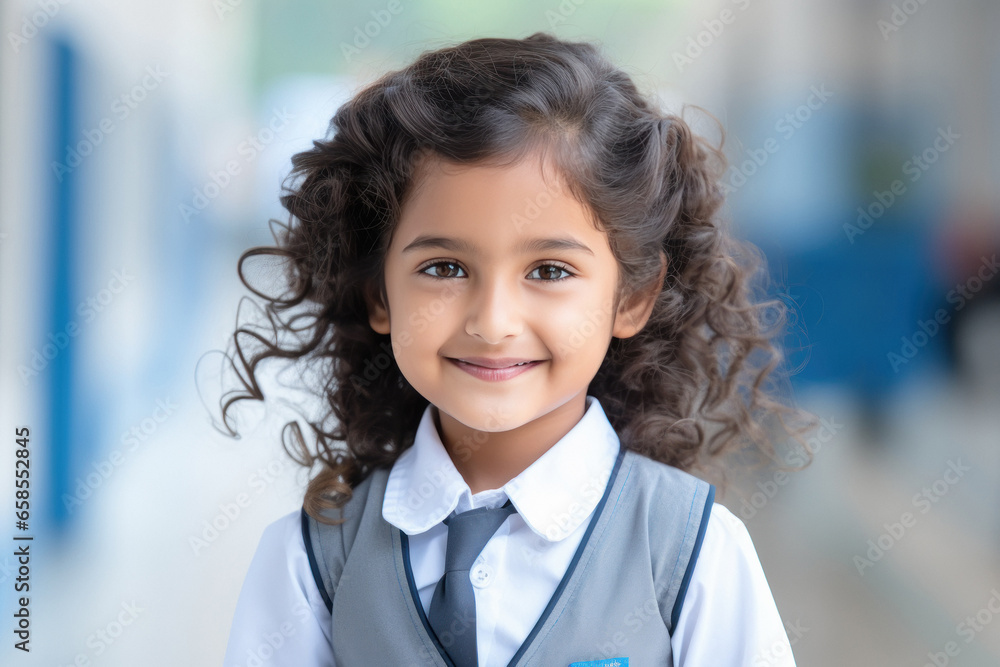 Cute indian little girl in school uniform Cute indian little girl in school uniform