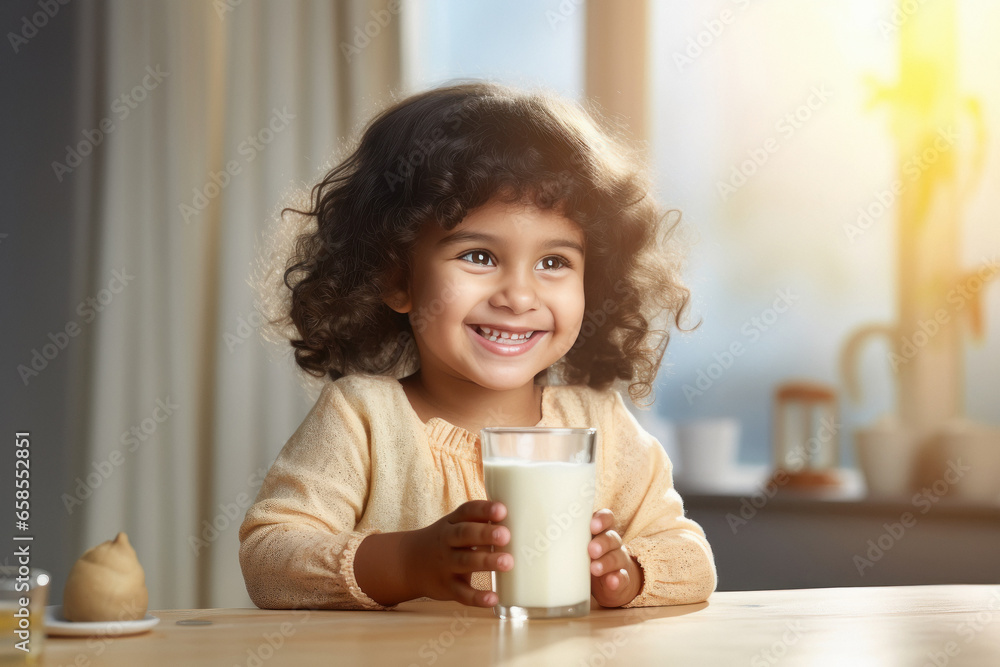 Cute Indian girl drinking milk in glass Cute Indian girl drinking milk in glass