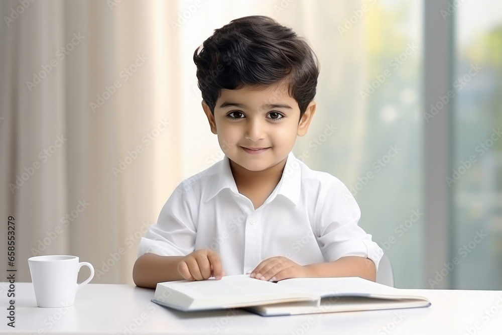 indian little school boy studying at home indian little school boy studying at home