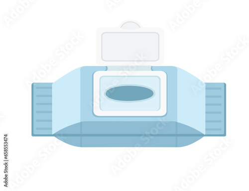 Wet cleaning wipes in plastic package with plastic cap vector illustration isolated on white background