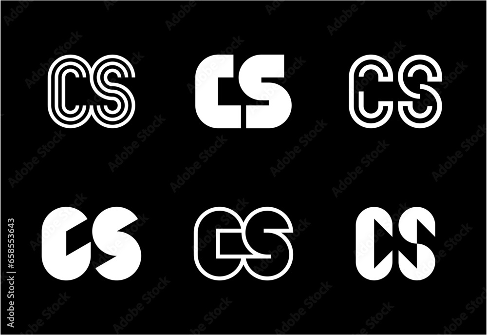 Set of letter CS logos. Abstract logos collection with letters. Geometrical abstract logos Set of letter CS logos. Abstract logos collection with letters. Geometrical abstract logos