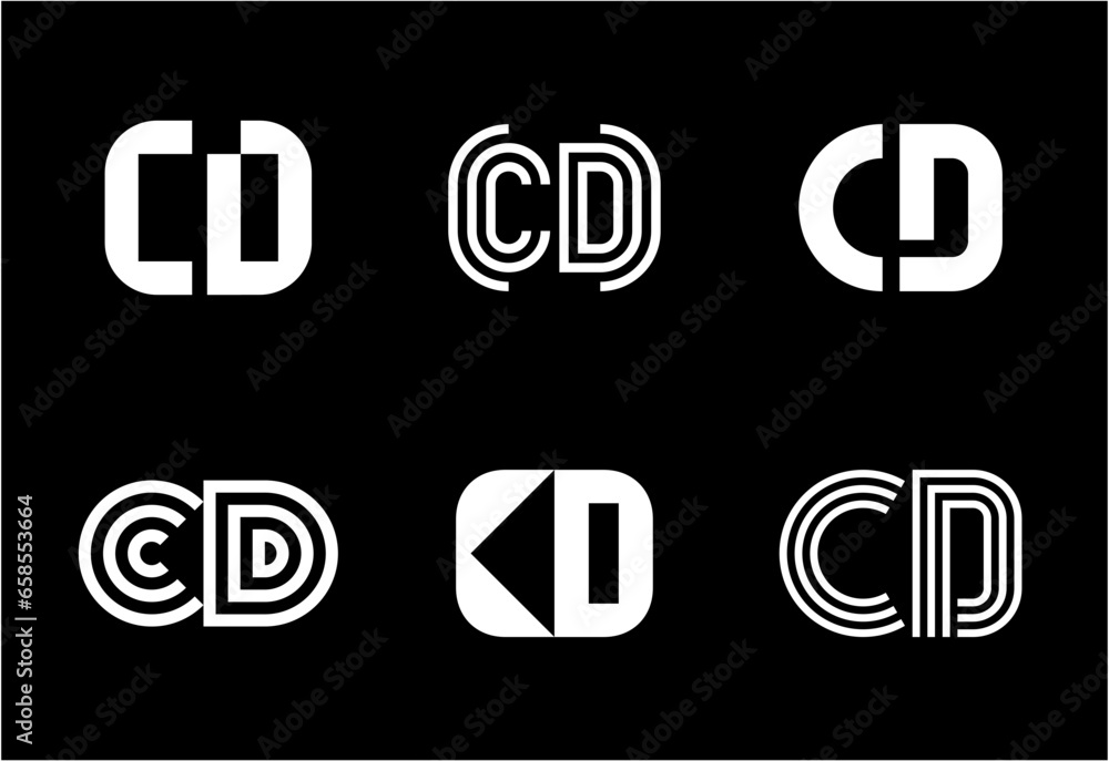 Set of letter CD logos. Abstract logos collection with letters. Geometrical abstract logos Set of letter CD logos. Abstract logos collection with letters. Geometrical abstract logos