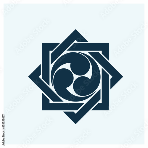 Kamon Symbols of Japan. Coat of arms of the Japanese family Kamon. japanesse clan kamon crest symbol. japanese ancient family stamp symbol. A symbol used to decorate and identify people in family.
