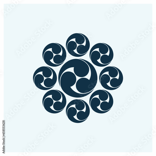 Kamon Symbols of Japan. Coat of arms of the Japanese family Kamon. japanesse clan kamon crest symbol. japanese ancient family stamp symbol. A symbol used to decorate and identify people in family.