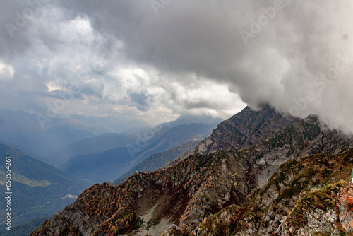 clouds over the Caucasus mountains