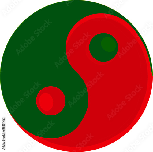 Yin and Yang in red and green colors