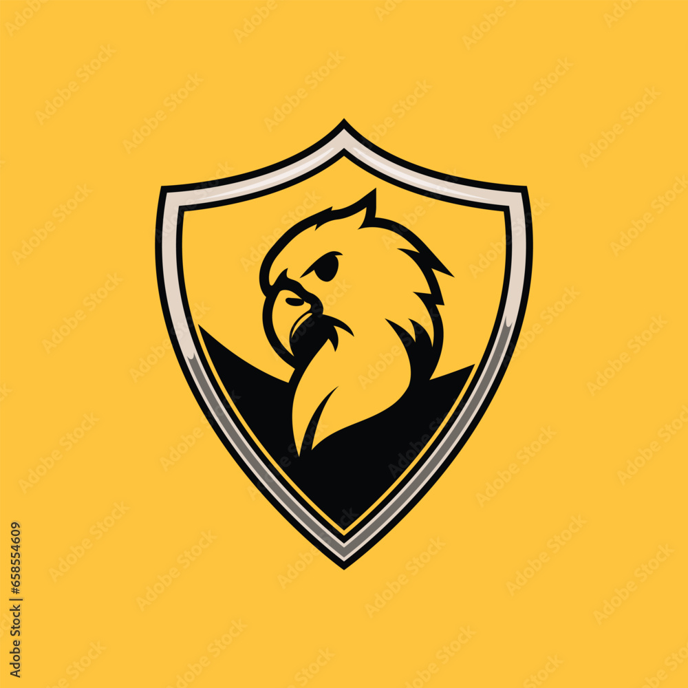 Eagle logo in a shield. Vector of an aggressive American eagle. symbol ...