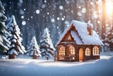 christmas house in snow