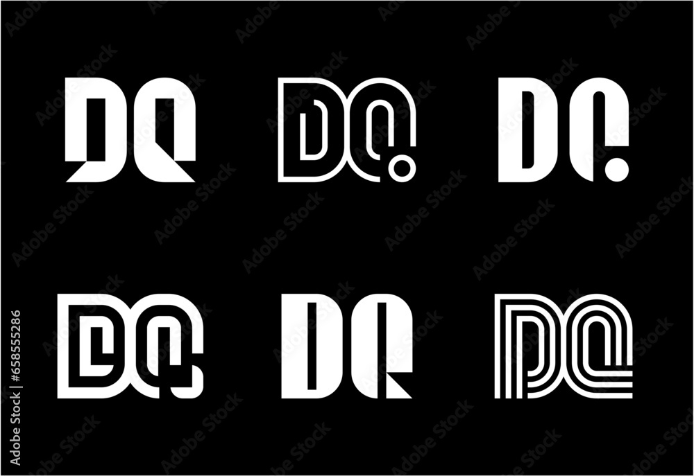 Set of letter DQ logos. Abstract logos collection with letters. Geometrical abstract logos Set of letter DQ logos. Abstract logos collection with letters. Geometrical abstract logos