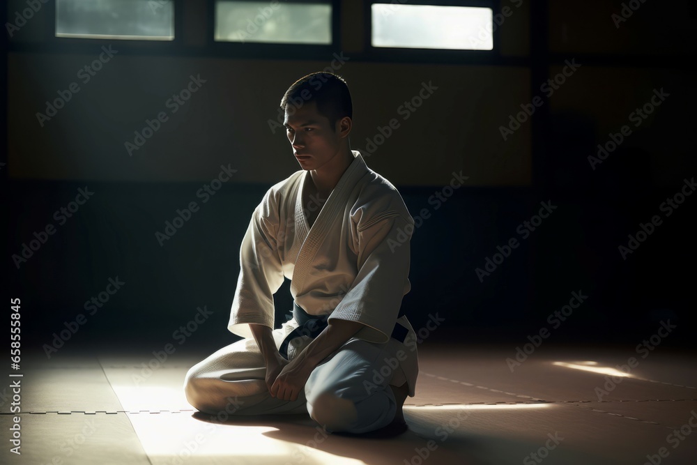 Fototapeta premium Karate master male. Power fighter. Generate Ai