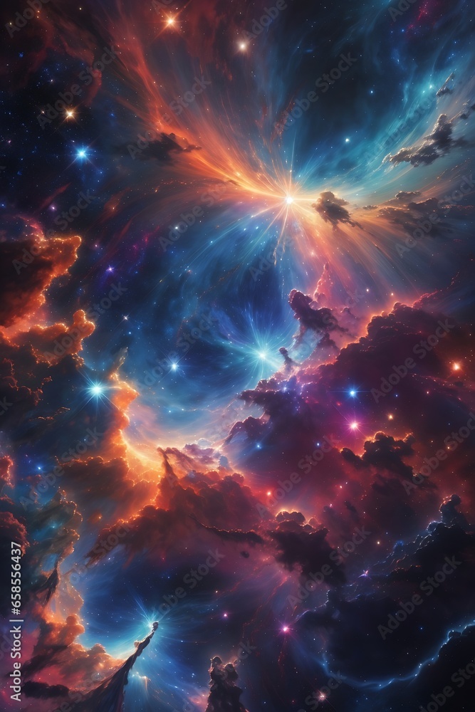 Fototapeta premium Nebula and galaxies in space. Abstract cosmos background. galaxy