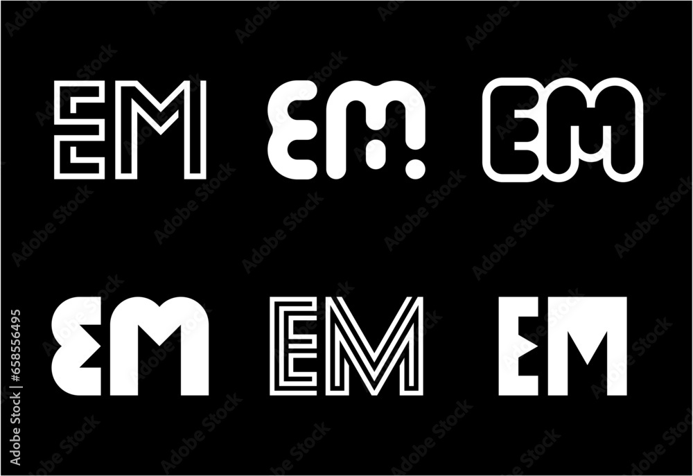 Set of letter EM logos. Abstract logos collection with letters. Geometrical abstract logos Set of letter EM logos. Abstract logos collection with letters. Geometrical abstract logos