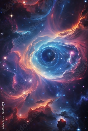 Nebula and galaxies in space. Abstract cosmos background. supernova
