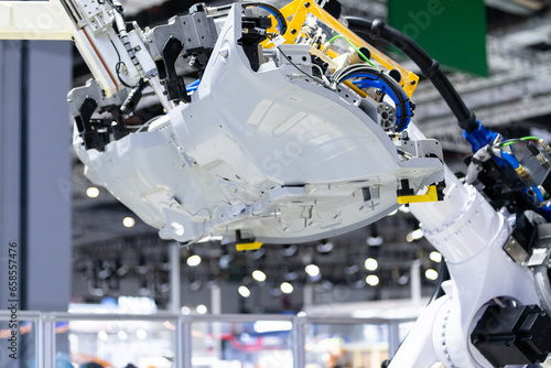 robot arm working in car factory