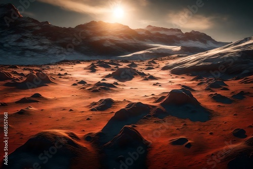    The ice on the poles of Mars looks beautiful when it reflects the sunlight.. AI Generated