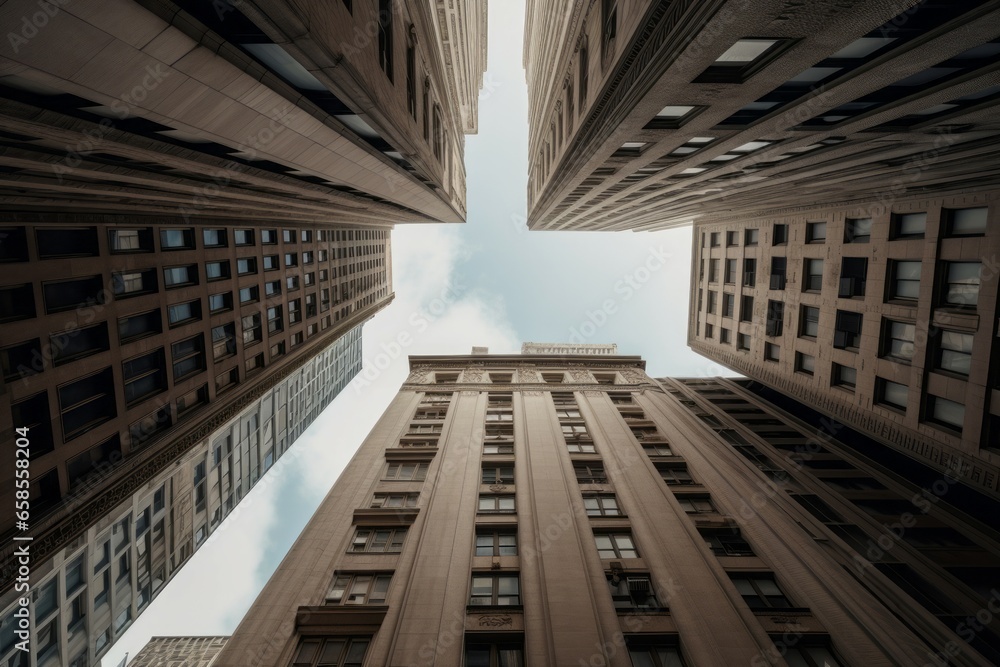Obraz premium Perspective buildings skyline. Economy business. Generate Ai