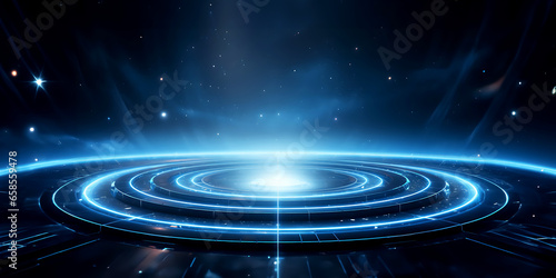 Space background with a circular center of light.
