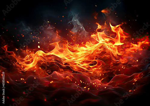 abstract flame fire background on black background
