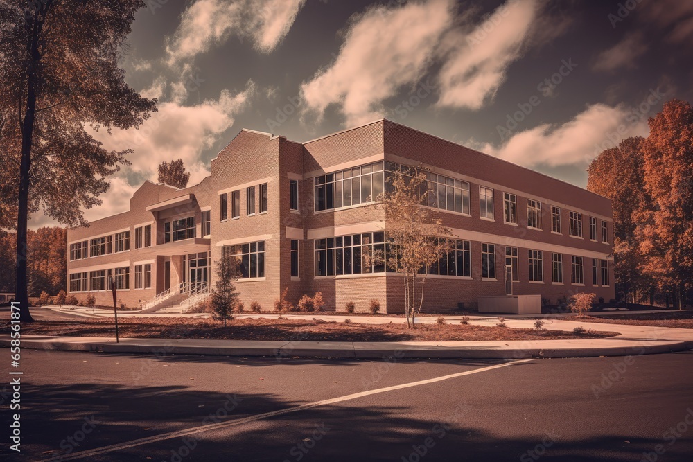 Public school building, exterior view