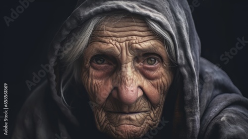 An old woman suffering from depression.generative ai 