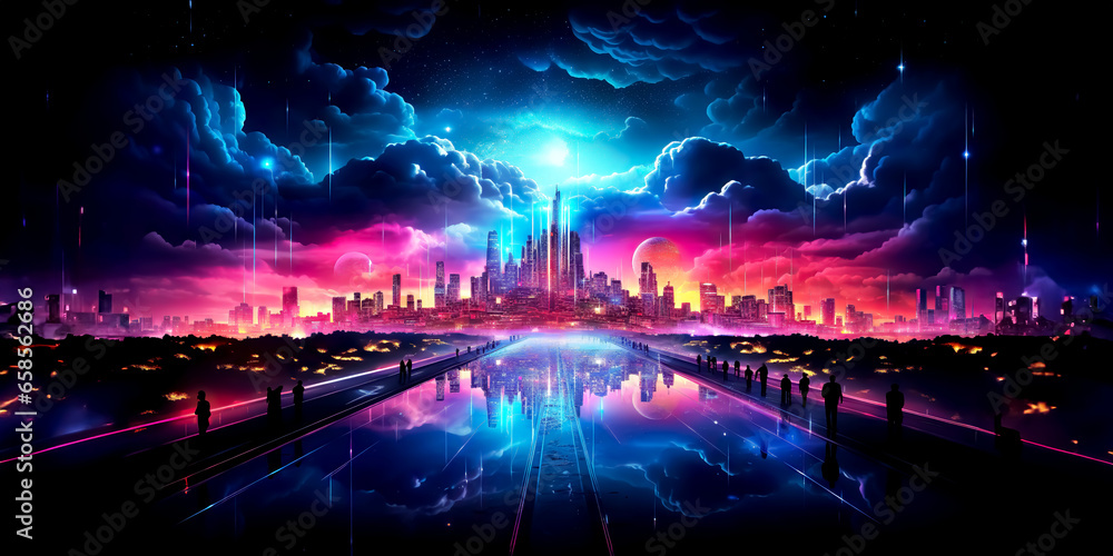 The city of sci-fi with cloudy night, futuristic scene.