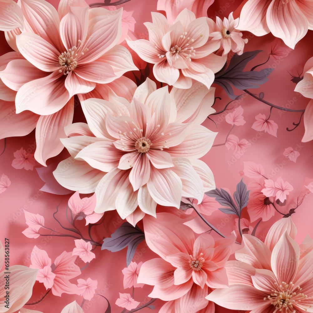 Pink flowers seamless pattern Pink flowers seamless pattern