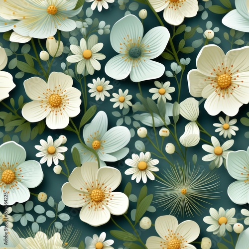 Small white flowers seamless pattern