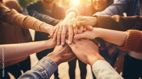 group of people holding hands