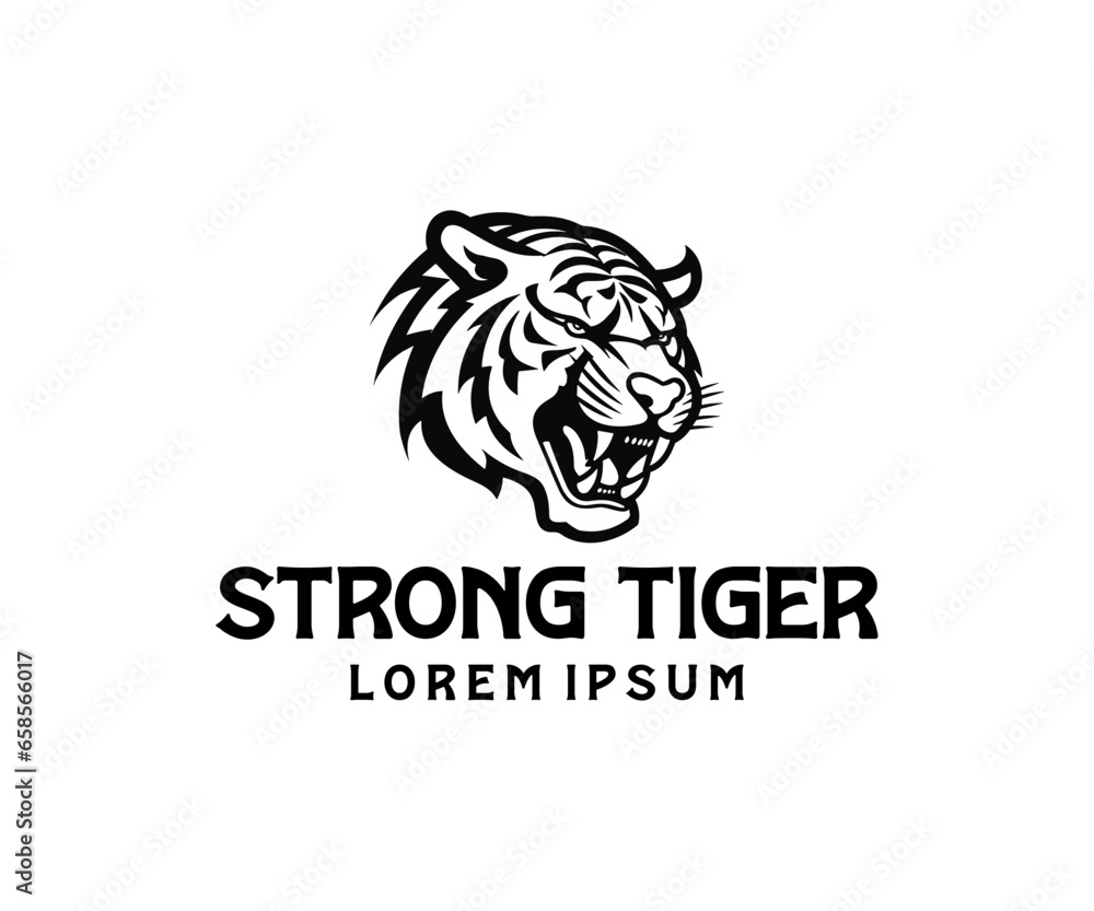 Tiger head silhouette. monochrome vector Tiger head silhouette. monochrome vector
