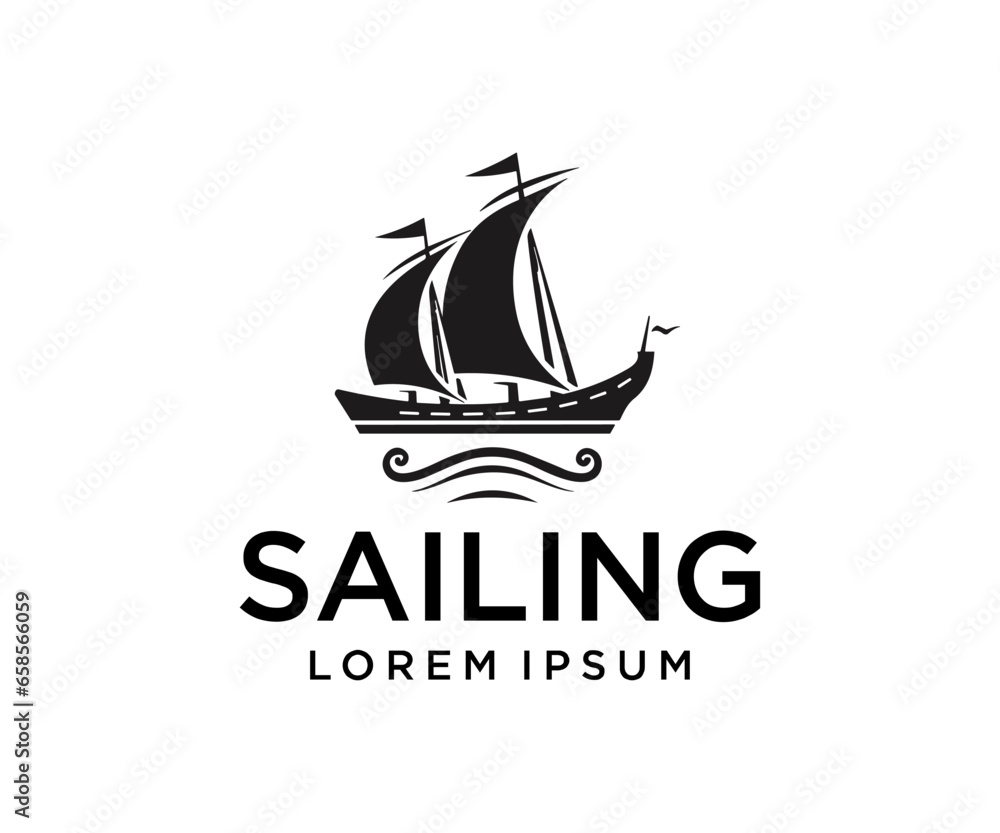 sailing ship logo template in white background sailing ship logo template in white background