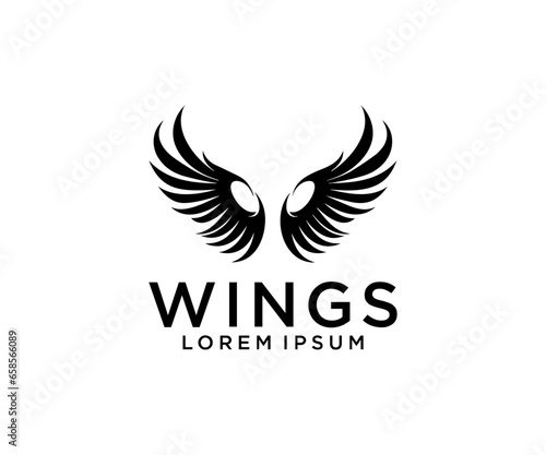 wings black logo vector illustration