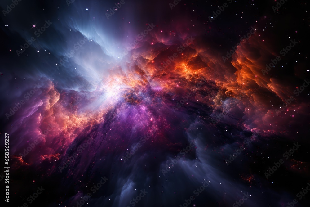 Fototapeta premium Hyperrealistic representation of a supernova explosion - Star Birth - AI Generated
